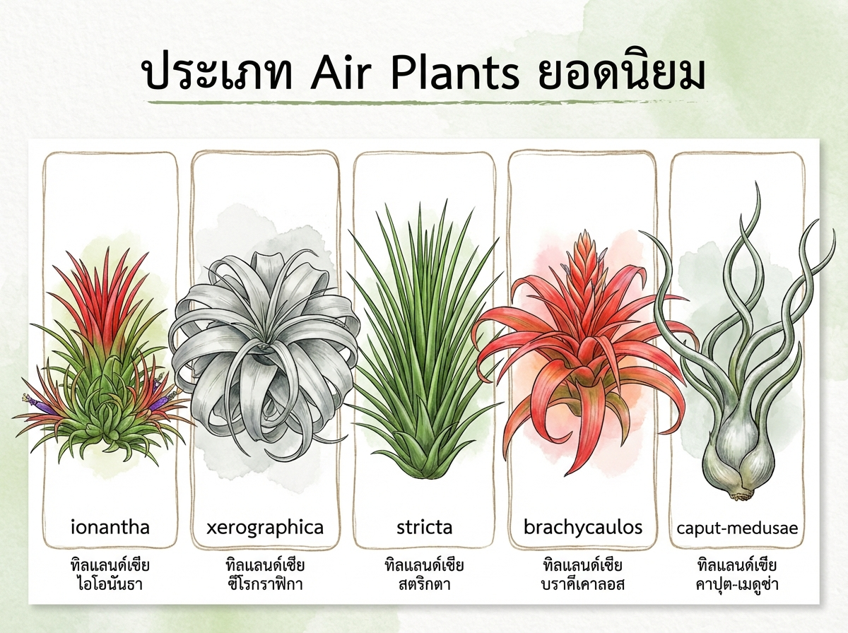 สายพันธุ์ Air Plants ยอดนิยม