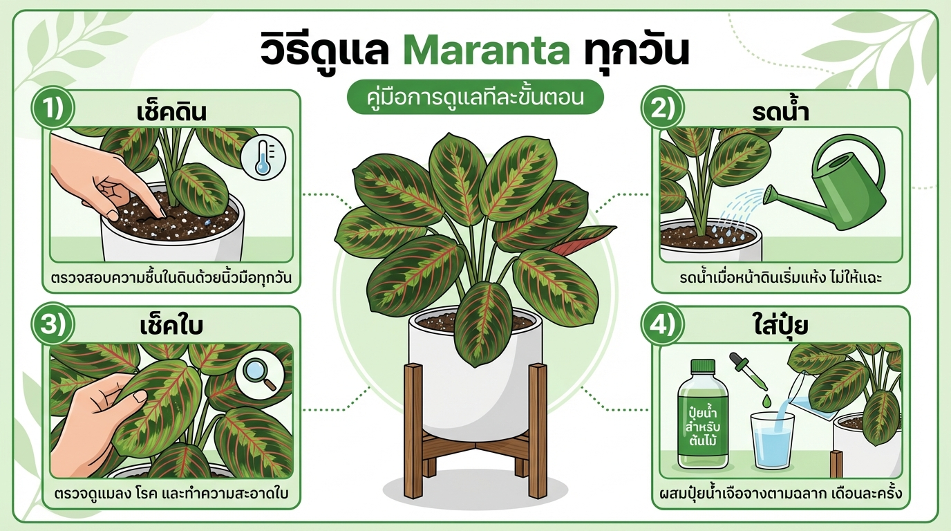 วิธีดูแล Maranta ทุกวัน