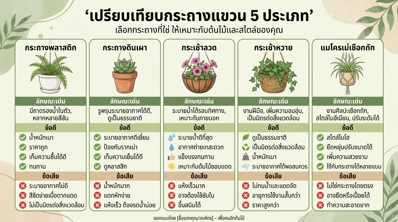 เปรียบเทียบกระถางแขวน