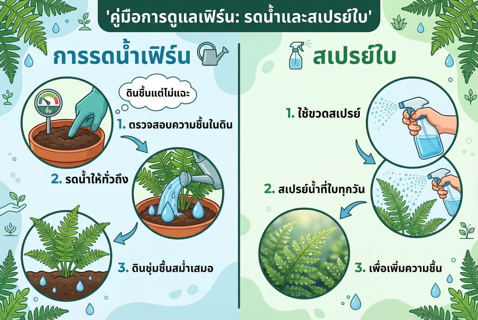 การรดน้ำเฟิร์นที่ถูกต้อง