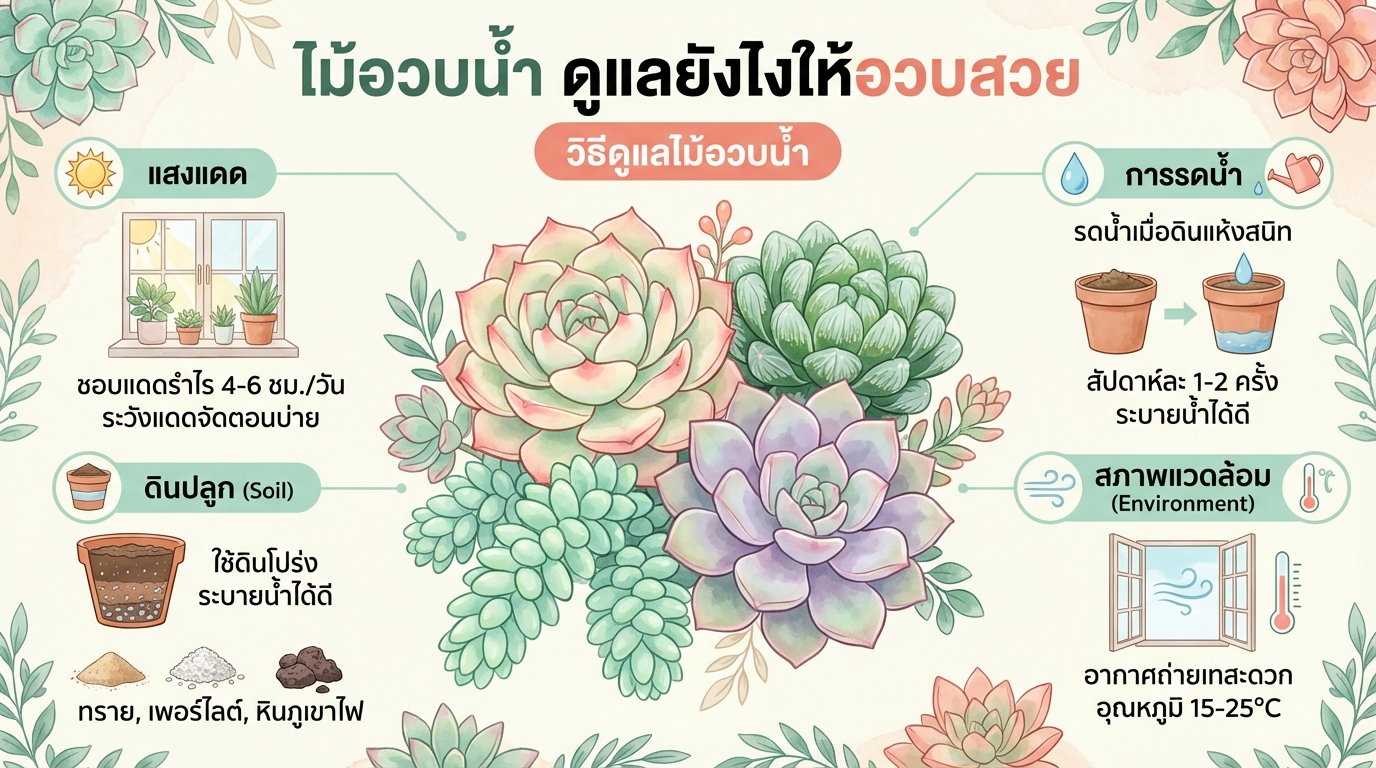 ไม้อวบน้ำ ดูแลยังไงให้อวบสวย