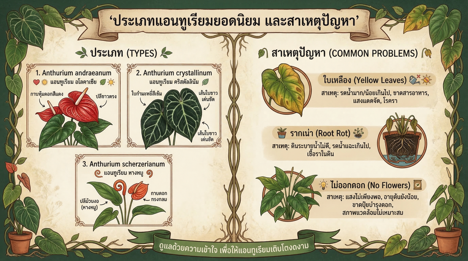 ประเภทแอนทูเรียม และสาเหตุปัญหา