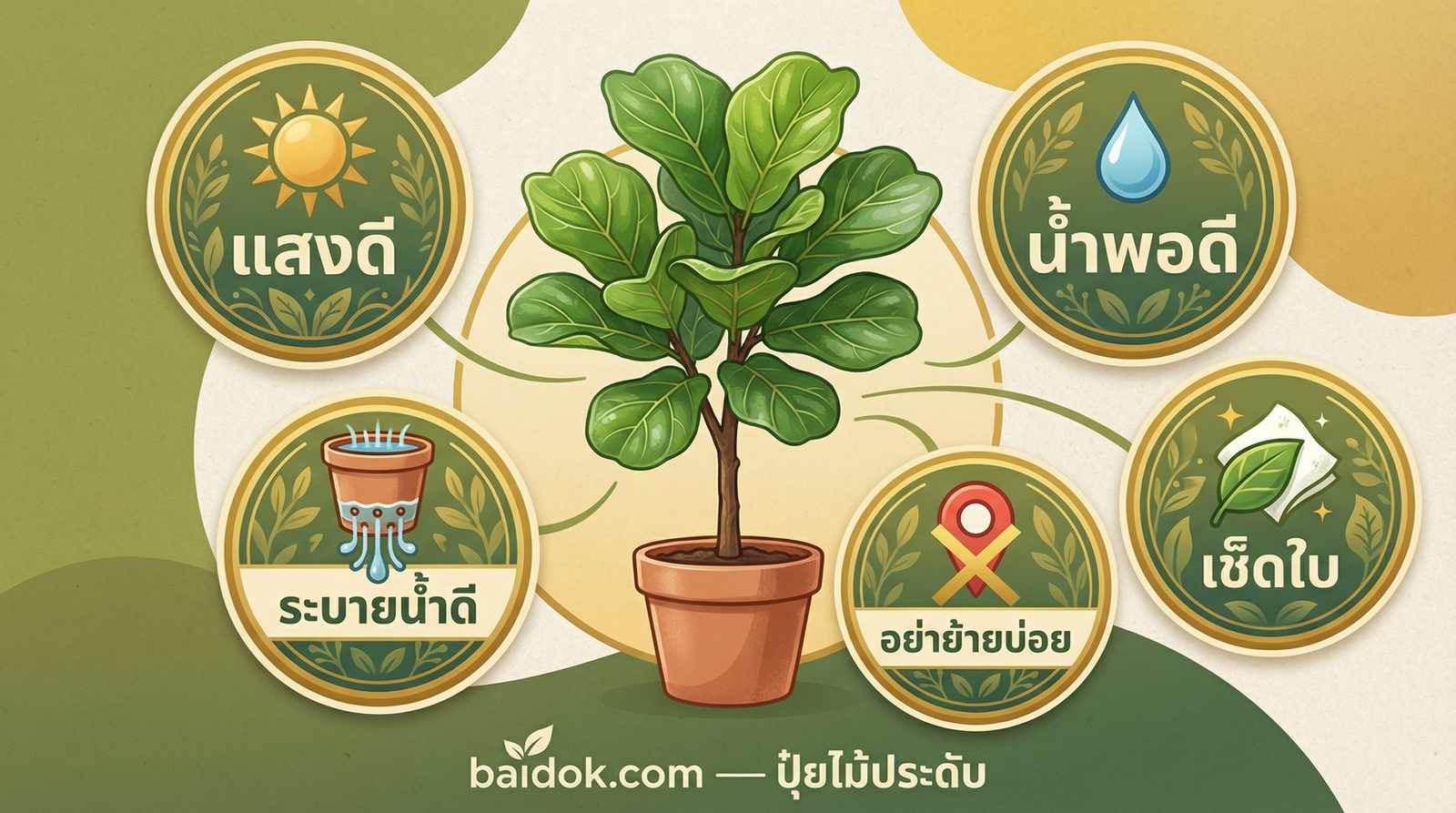 สรุปการดูแล Fiddle Leaf Fig