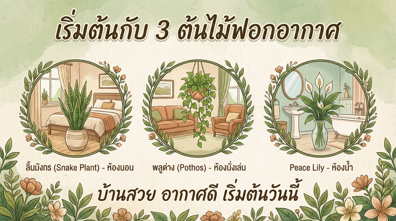 เริ่มต้นกับ 3 ต้นไม้ฟอกอากาศ