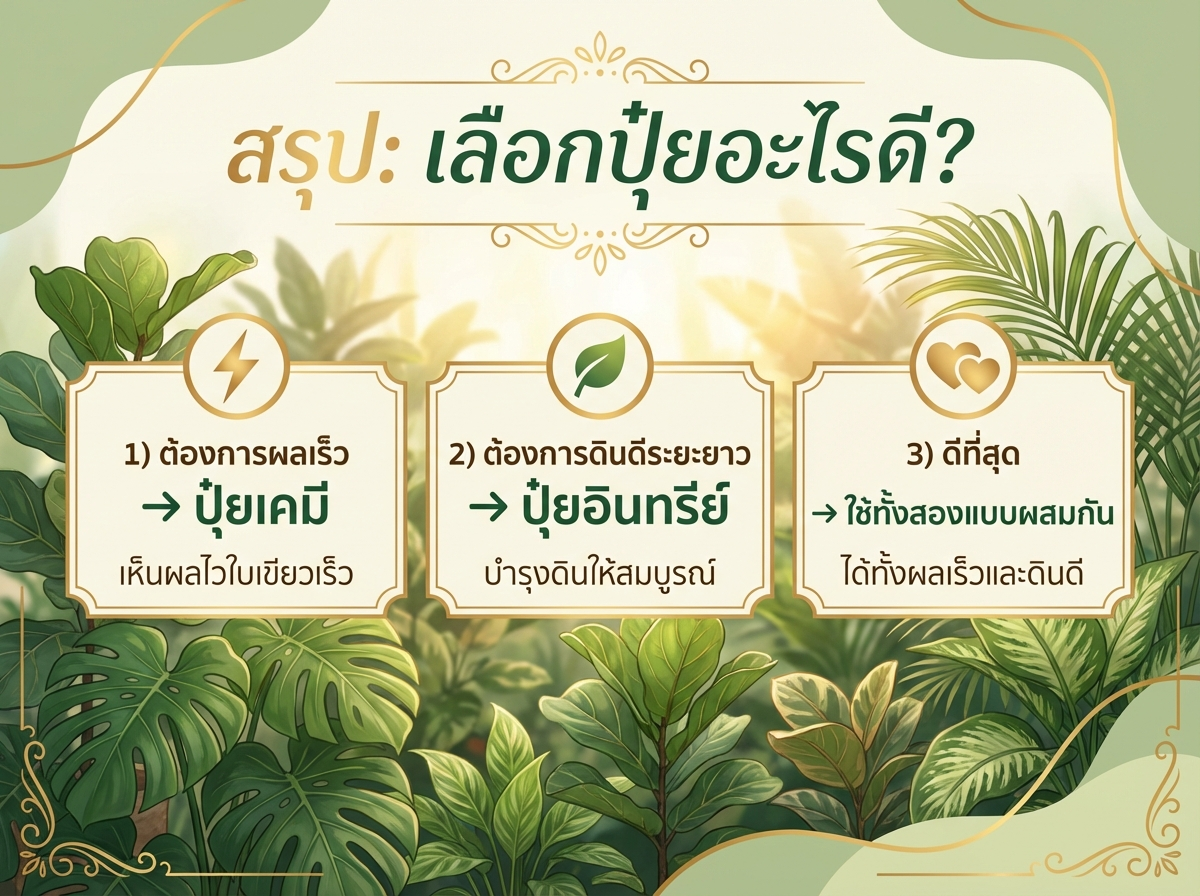 สรุปการเลือกปุ๋ยสำหรับไม้ประดับ