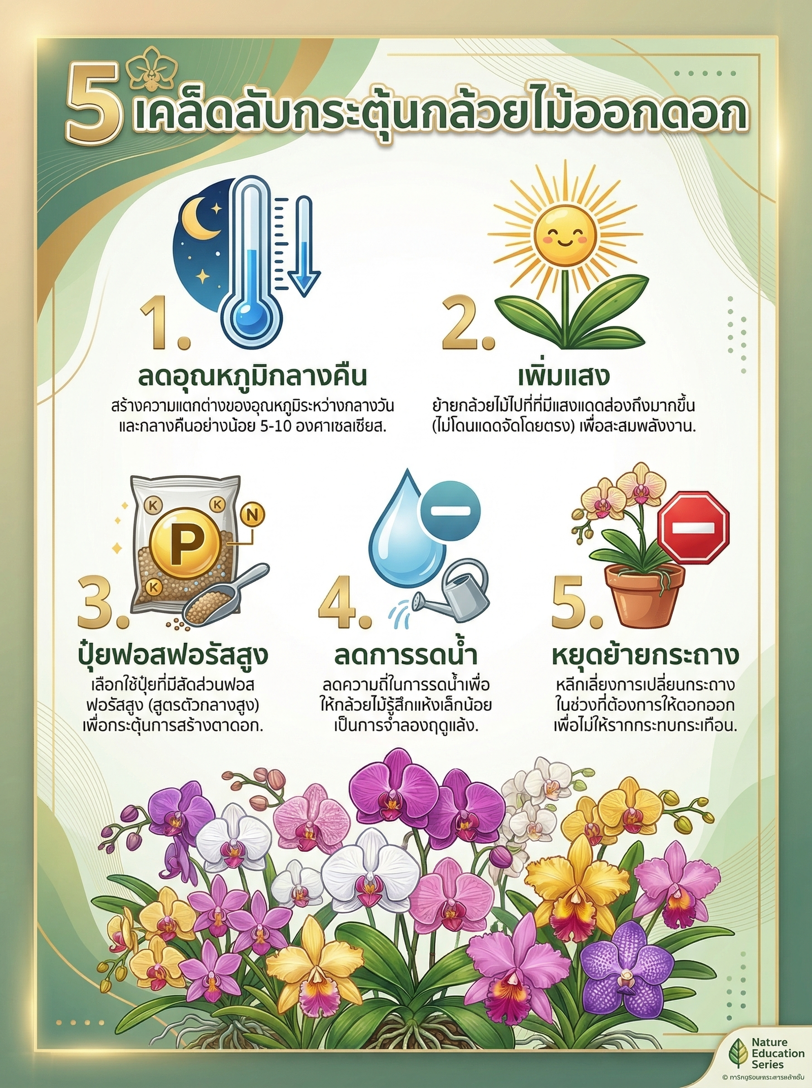 5 เคล็ดลับกระตุ้นกล้วยไม้ออกดอก