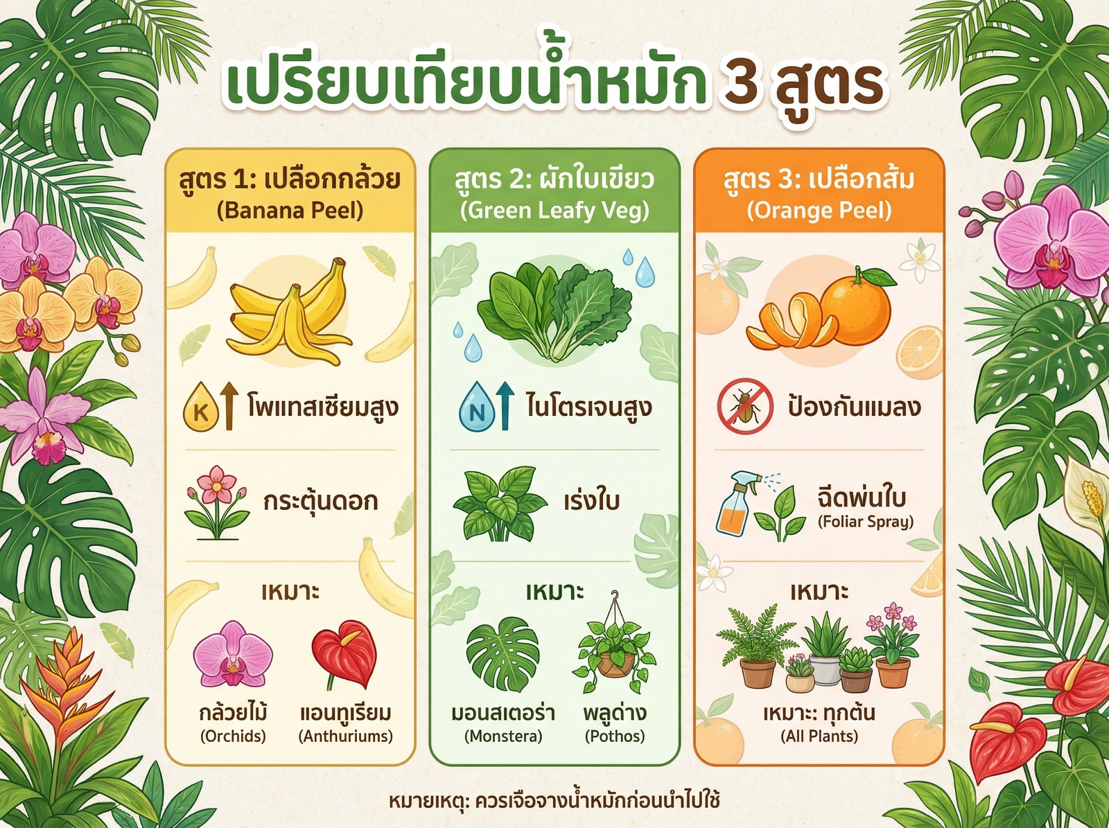 เปรียบเทียบน้ำหมักชีวภาพ 3 สูตร