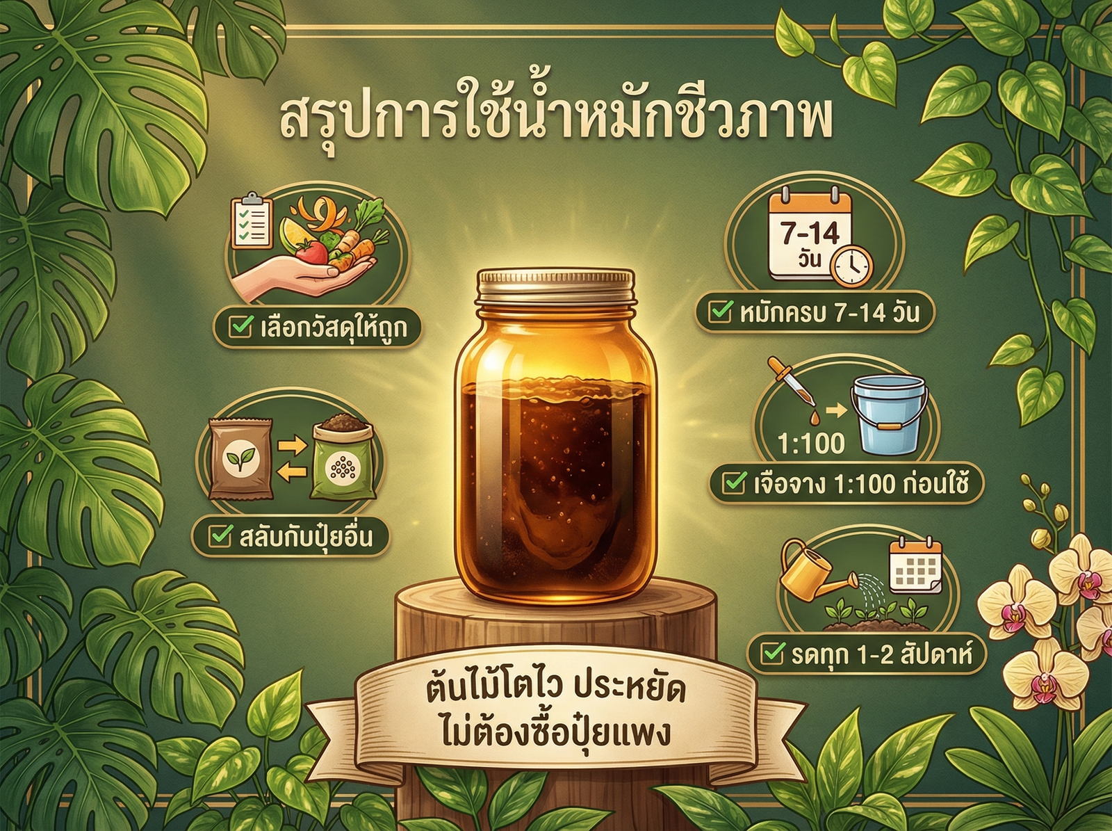 สรุปวิธีใช้น้ำหมักชีวภาพกับต้นไม้