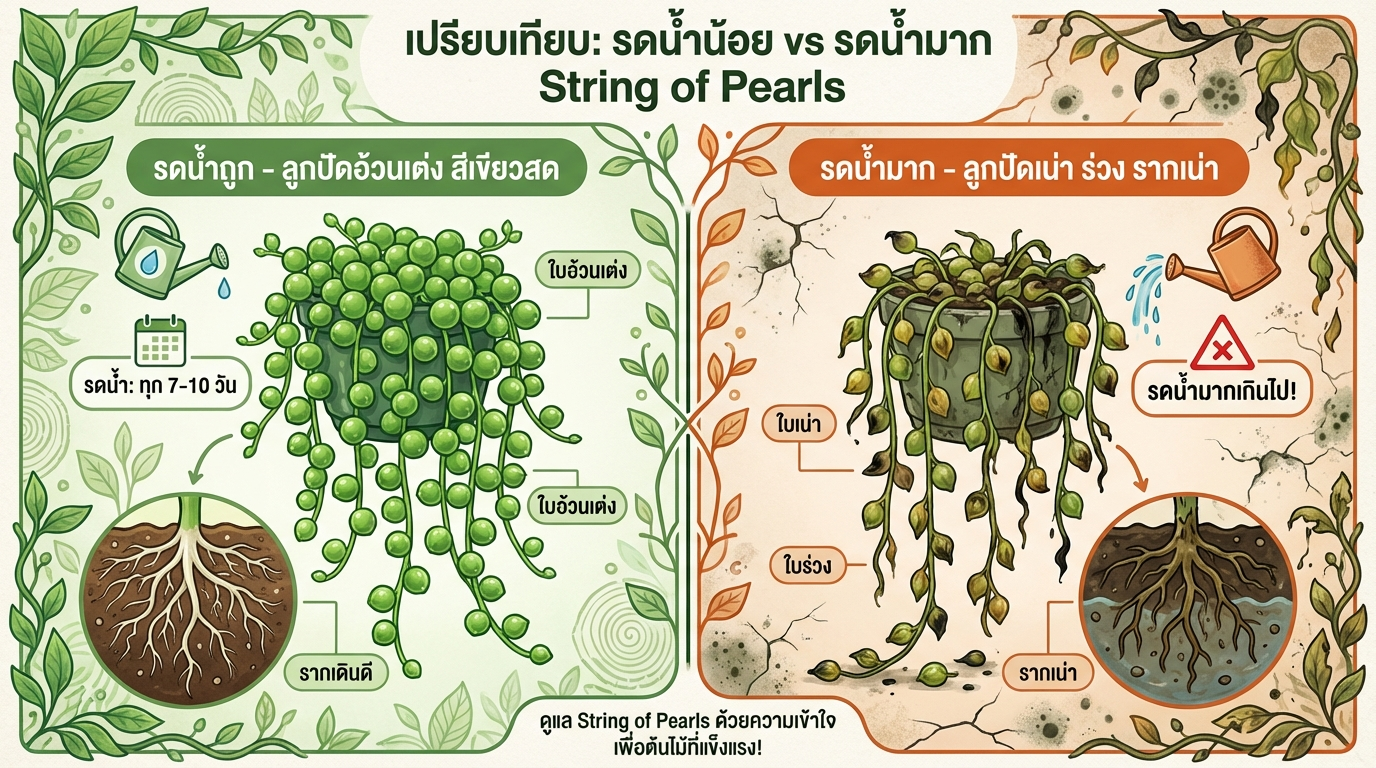 เปรียบเทียบรดน้ำถูกและผิด