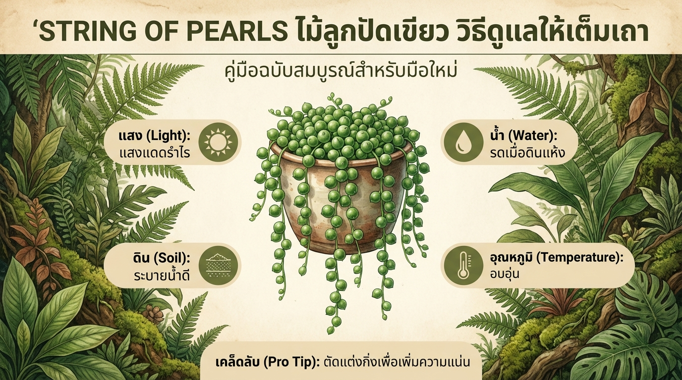String of Pearls ไม้ลูกปัดเขียว วิธีดูแล