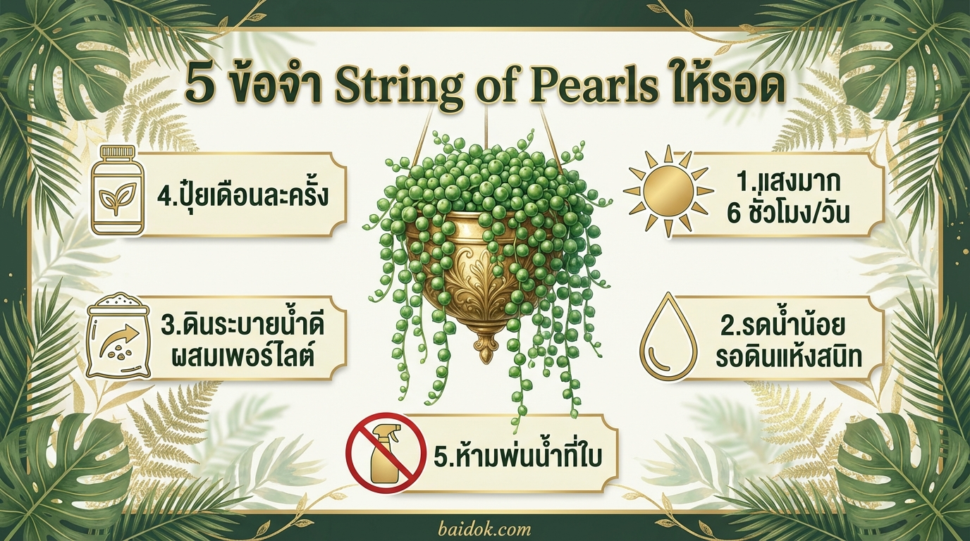 5 ข้อจำดูแล String of Pearls