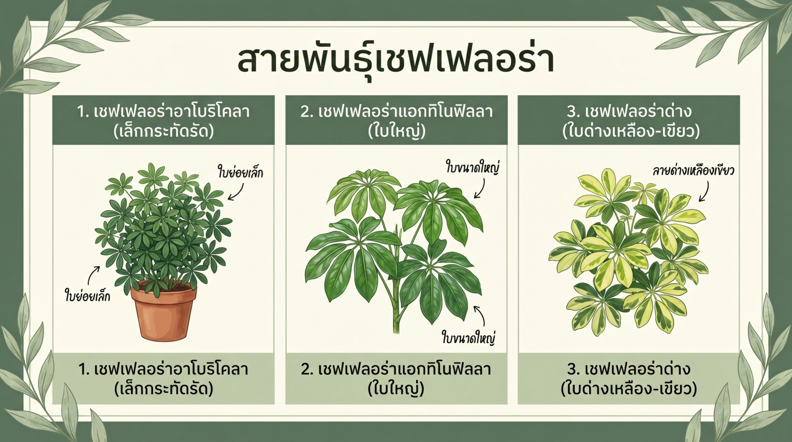 สายพันธุ์เชฟเฟลอร่าที่นิยมในไทย
