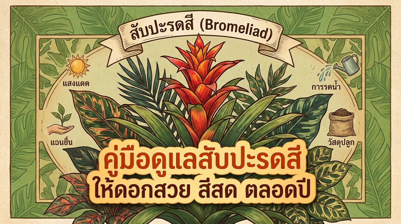 สับปะรดสี Bromeliad ดอกสวยสีสด