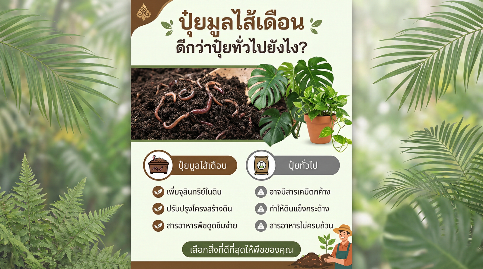 ปุ๋ยมูลไส้เดือน vermicompost สำหรับไม้ประดับ