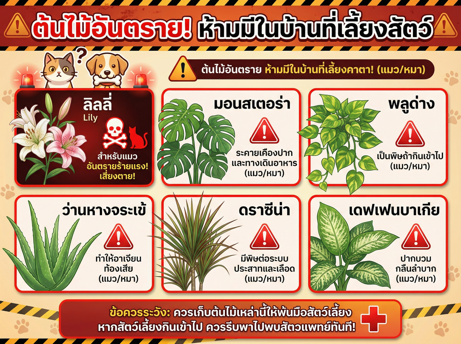ต้นไม้มีพิษต่อสัตว์เลี้ยง ลิลลี่ มอนสเตอร่า พลูด่าง