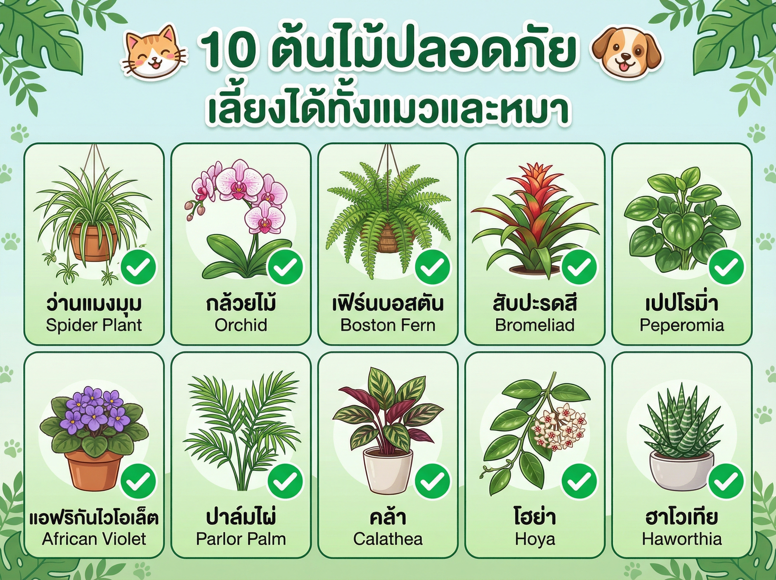 10 ต้นไม้ปลอดภัยสำหรับแมวและสุนัข