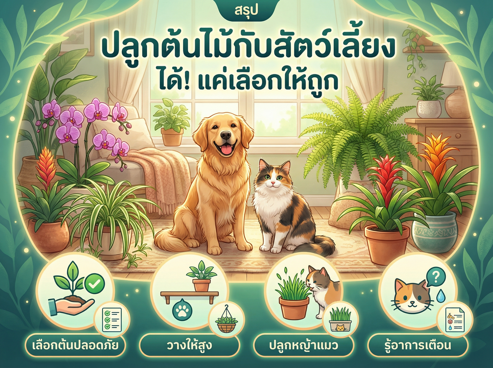 สรุปการปลูกต้นไม้กับสัตว์เลี้ยงอย่างปลอดภัย