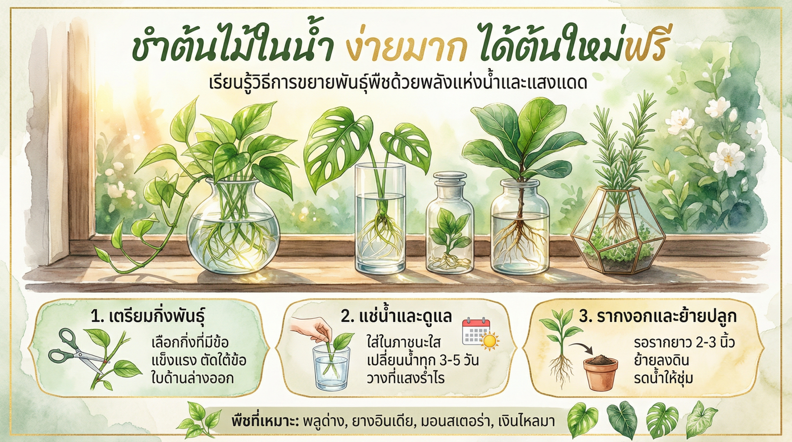 ชำต้นไม้ในน้ำ Water Propagation วิธีขยายพันธุ์ต้นไม้ง่ายๆ