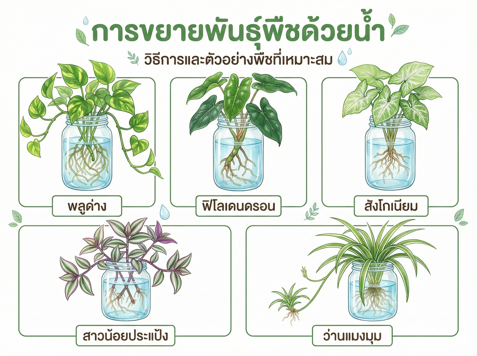 ต้นไม้ที่ชำในน้ำได้ดี พลูด่าง ฟิโลเดนดรอน สังโกเนียม