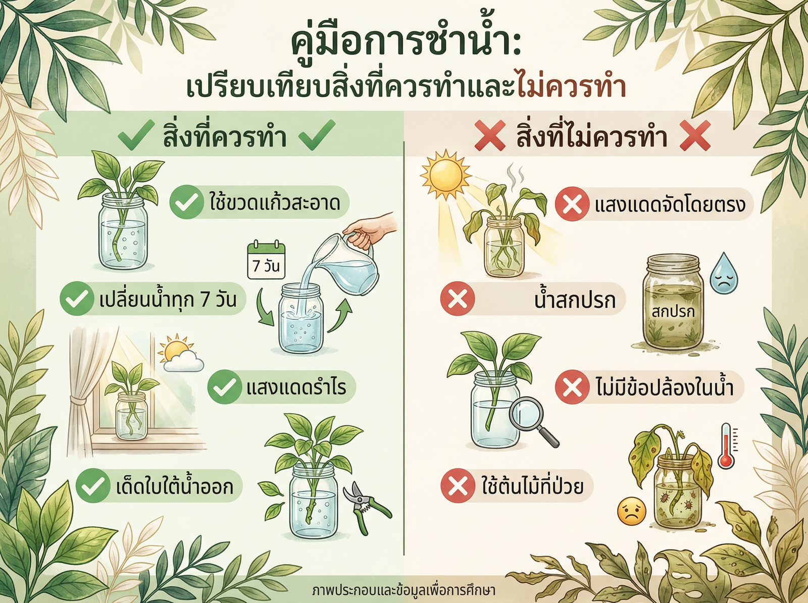 Do Don't การชำต้นไม้ในน้ำ สิ่งที่ควรและไม่ควรทำ