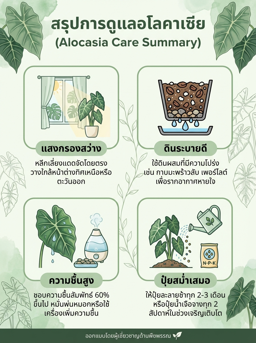 สรุปวิธีดูแลอโลคาเซีย