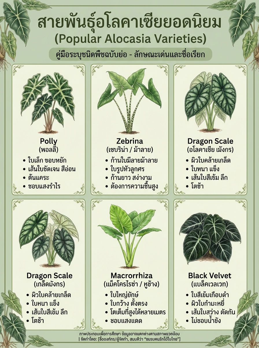 สายพันธุ์อโลคาเซียยอดนิยม 5 ชนิด