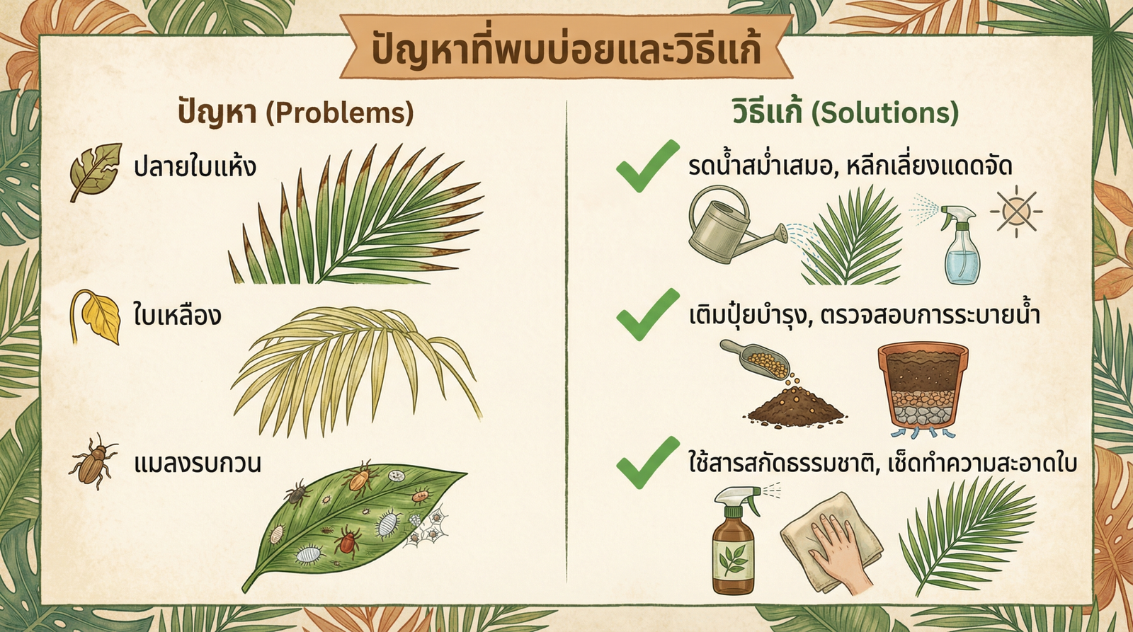 ปัญหาปาล์มอารีก้าและวิธีแก้