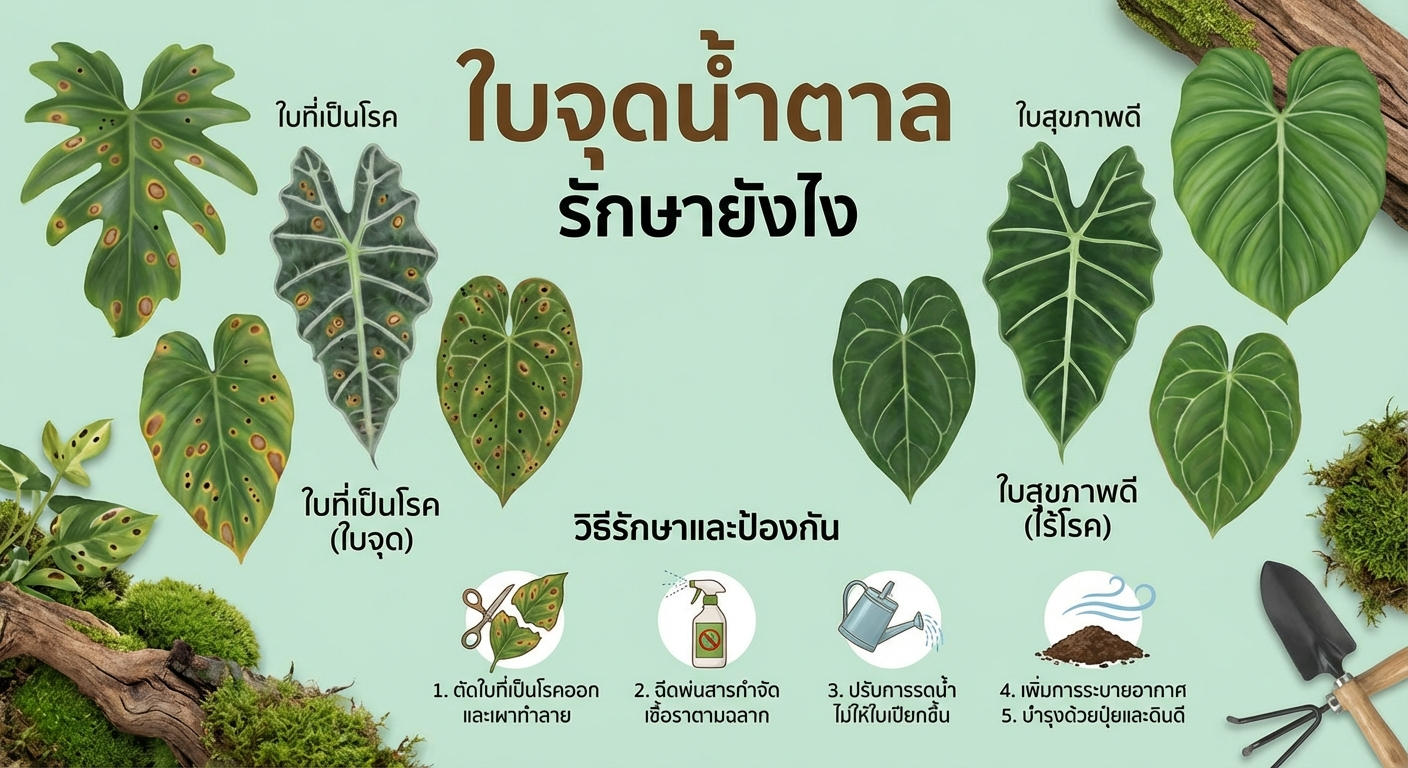 ใบจุดน้ำตาล รักษายังไง