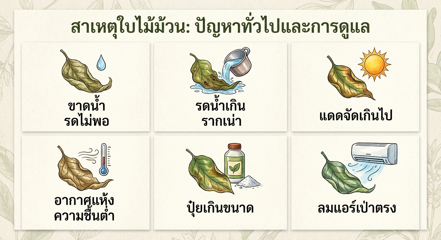 6 สาเหตุใบม้วนปลายแห้ง