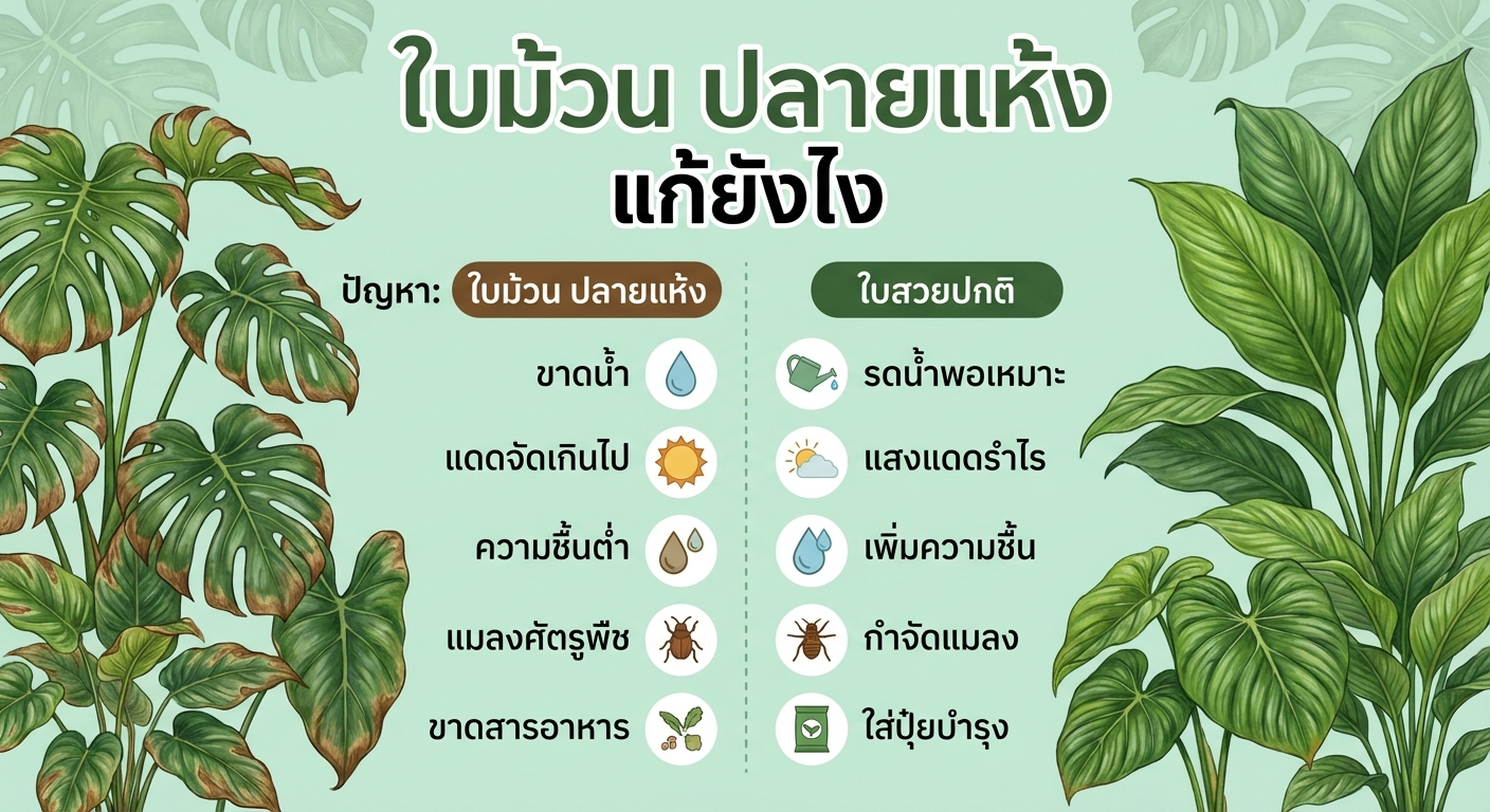 ใบไม้ม้วน ปลายแห้ง แก้ยังไง