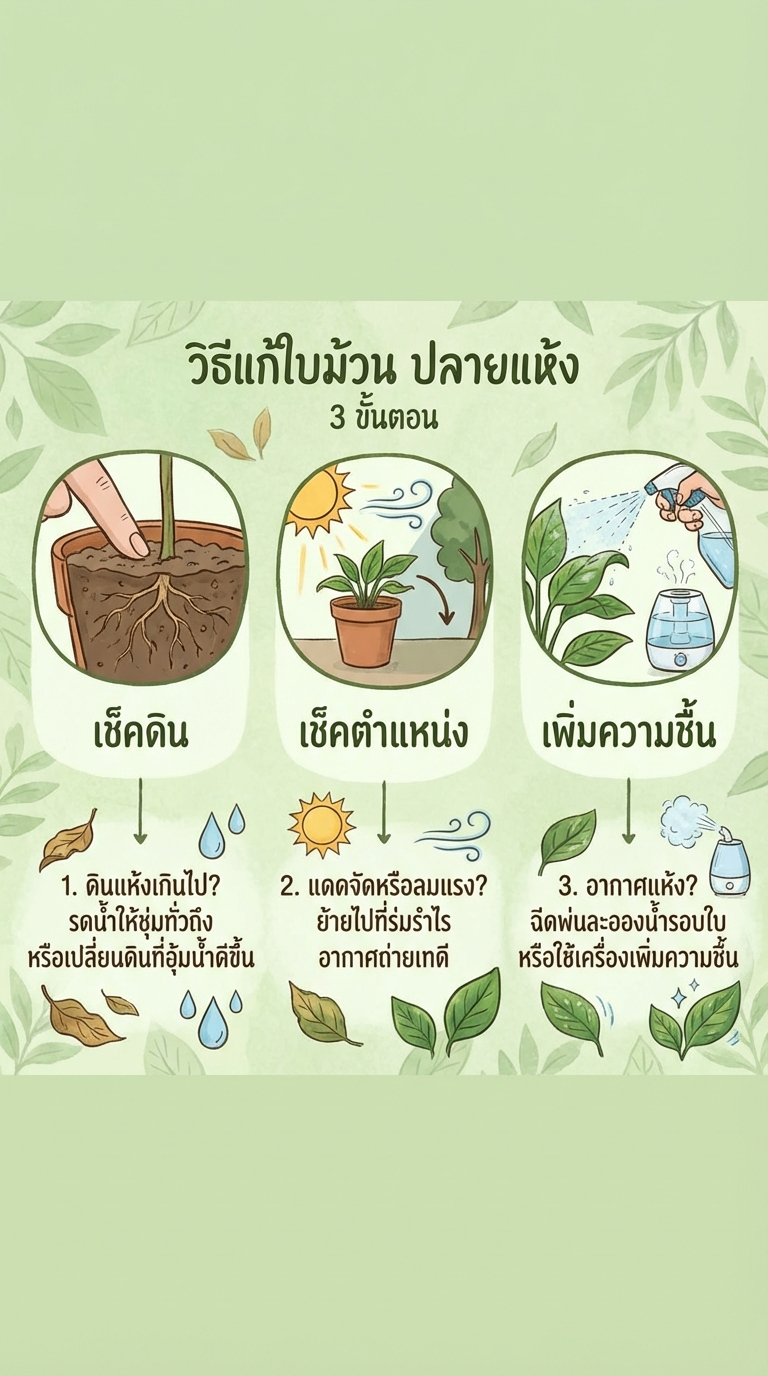 SOS แก้ใบม้วน 3 ขั้นตอน