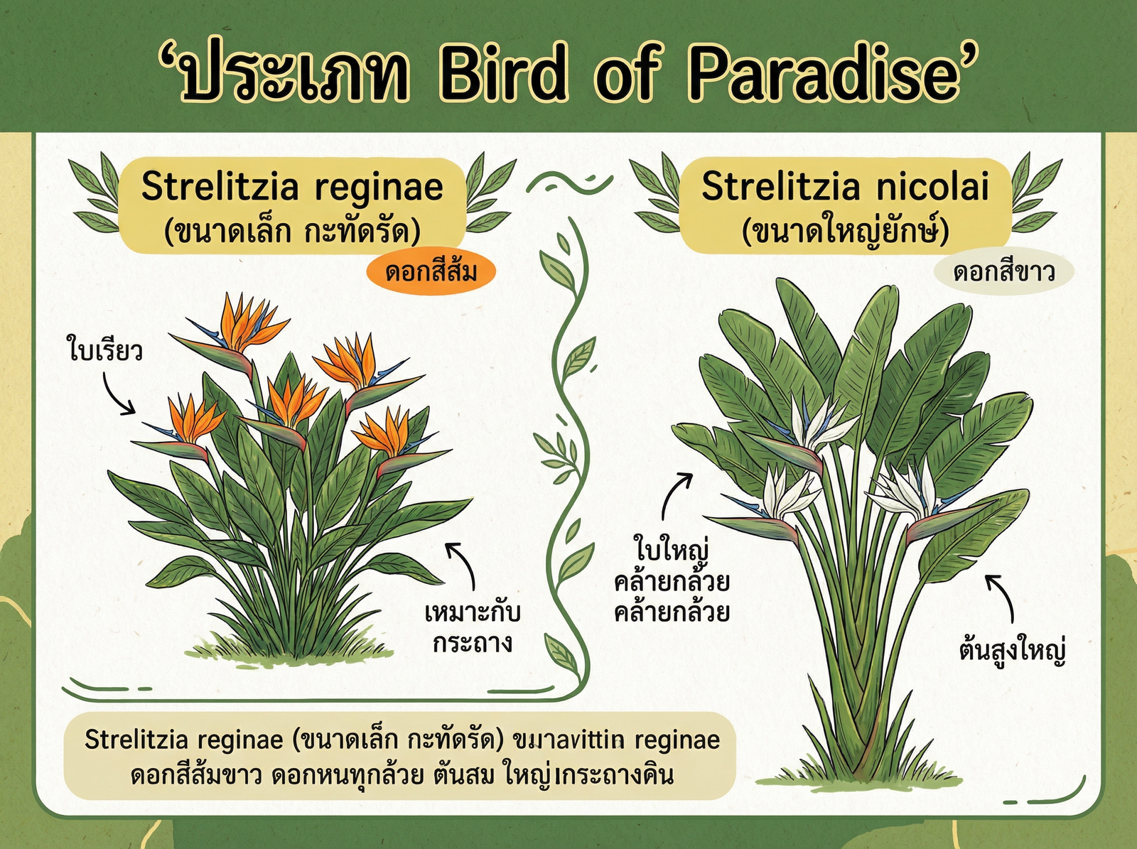 ประเภท Bird of Paradise เปรียบเทียบ 2 ชนิด