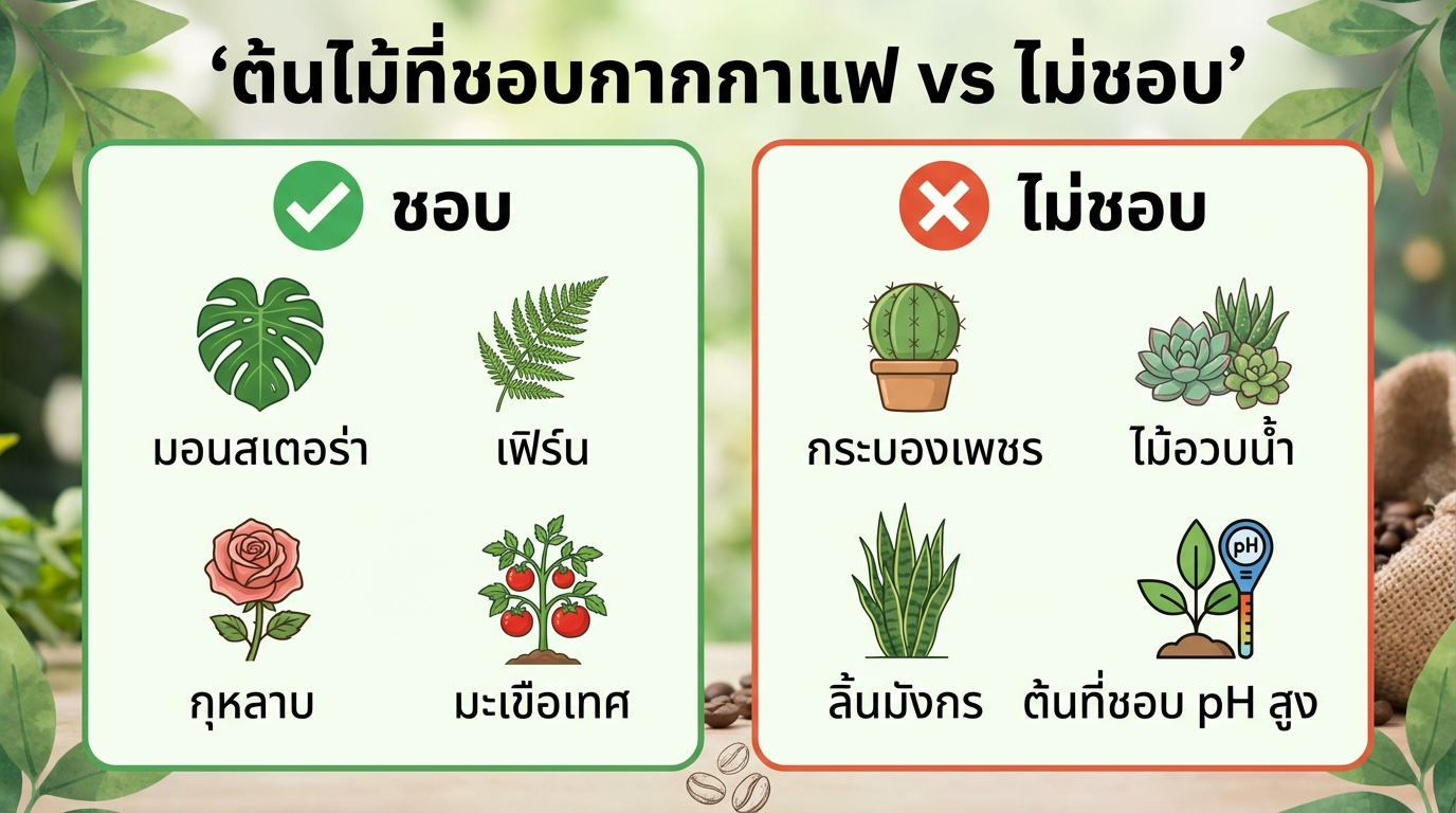 ต้นไม้ที่เหมาะกับกากกาแฟ vs ไม่เหมาะ