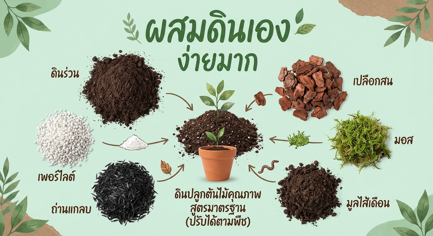 ดินปลูกต้นไม้ ผสมเอง