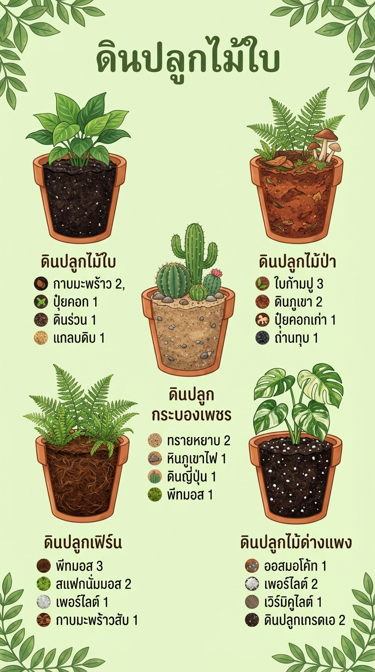 5 สูตรดินตามชนิดต้นไม้