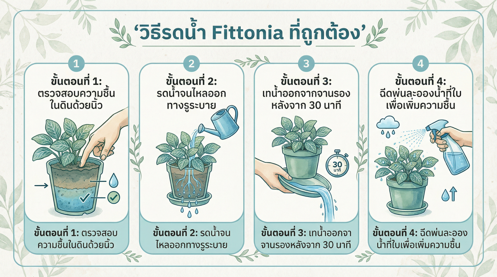 วิธีรดน้ำ Fittonia ที่ถูกต้อง