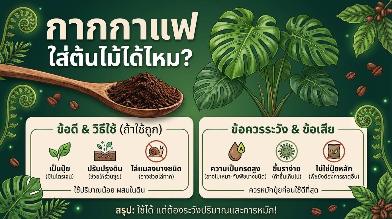 กากกาแฟ ใส่ต้นไม้ได้ไหม