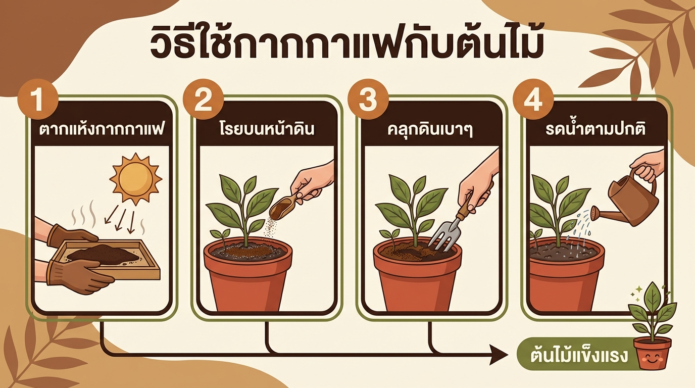 วิธีใช้กากกาแฟกับต้นไม้