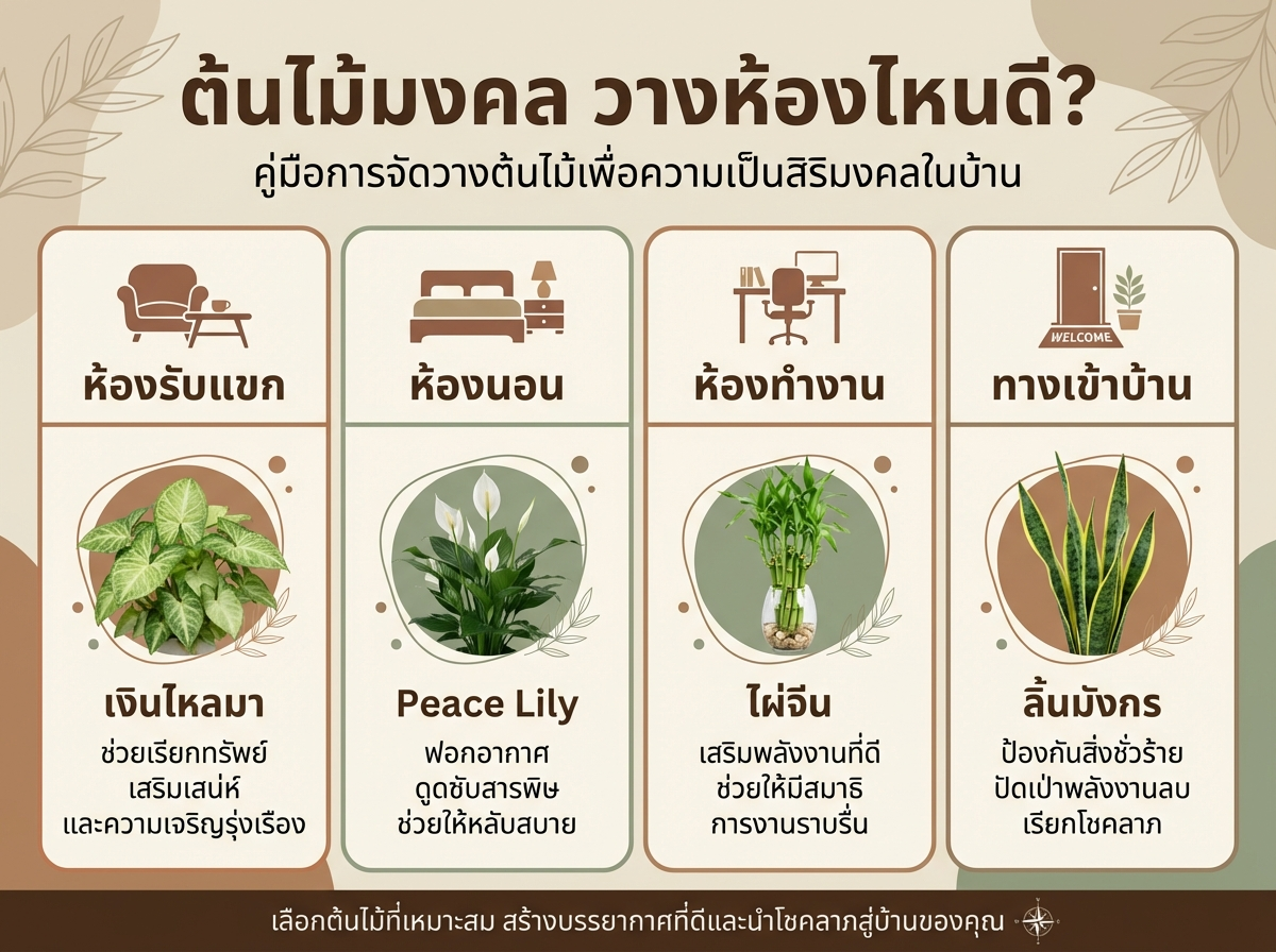 ต้นไม้มงคลวางห้องไหนดี
