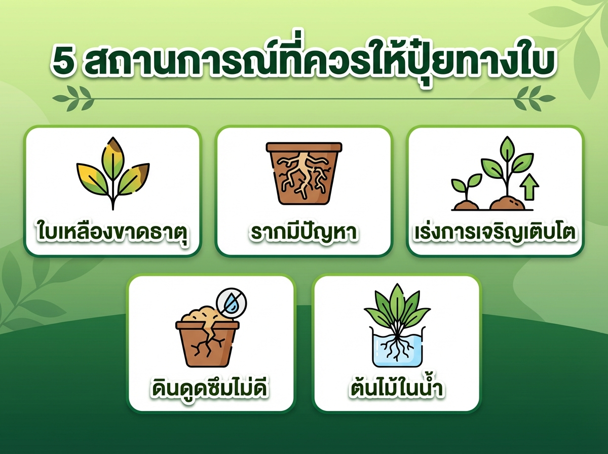 สถานการณ์ที่ควรให้ปุ๋ยทางใบ