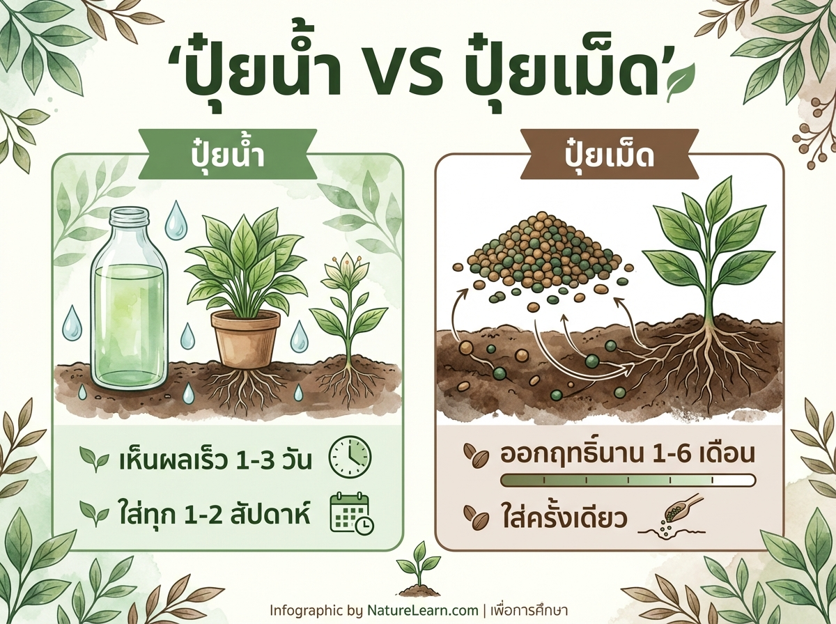 ปุ๋ยน้ำ vs ปุ๋ยเม็ด เปรียบเทียบข้อดีข้อเสีย