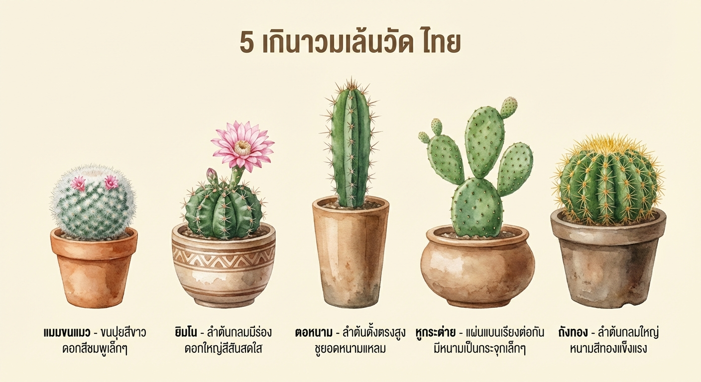 5 สายพันธุ์กระบองเพชรมือใหม่
