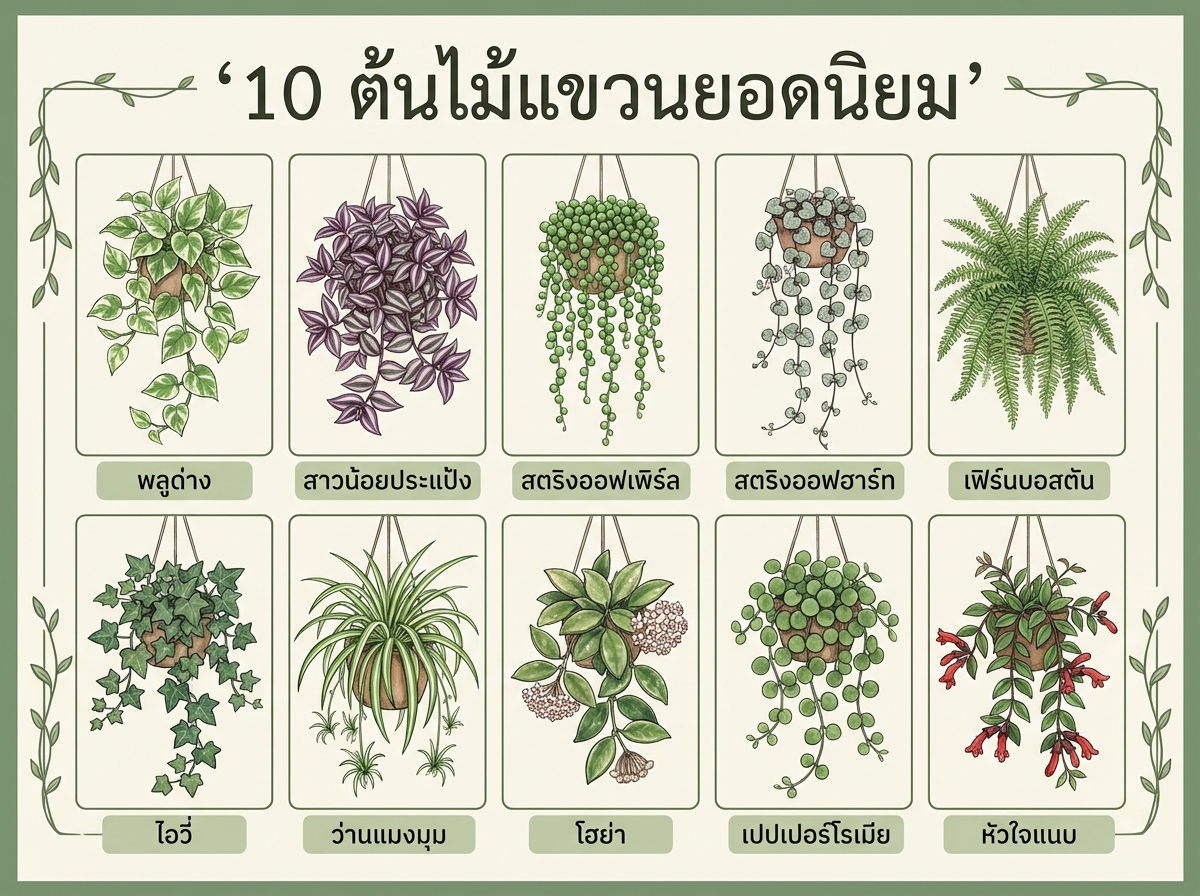 10 ต้นไม้แขวนยอดนิยม