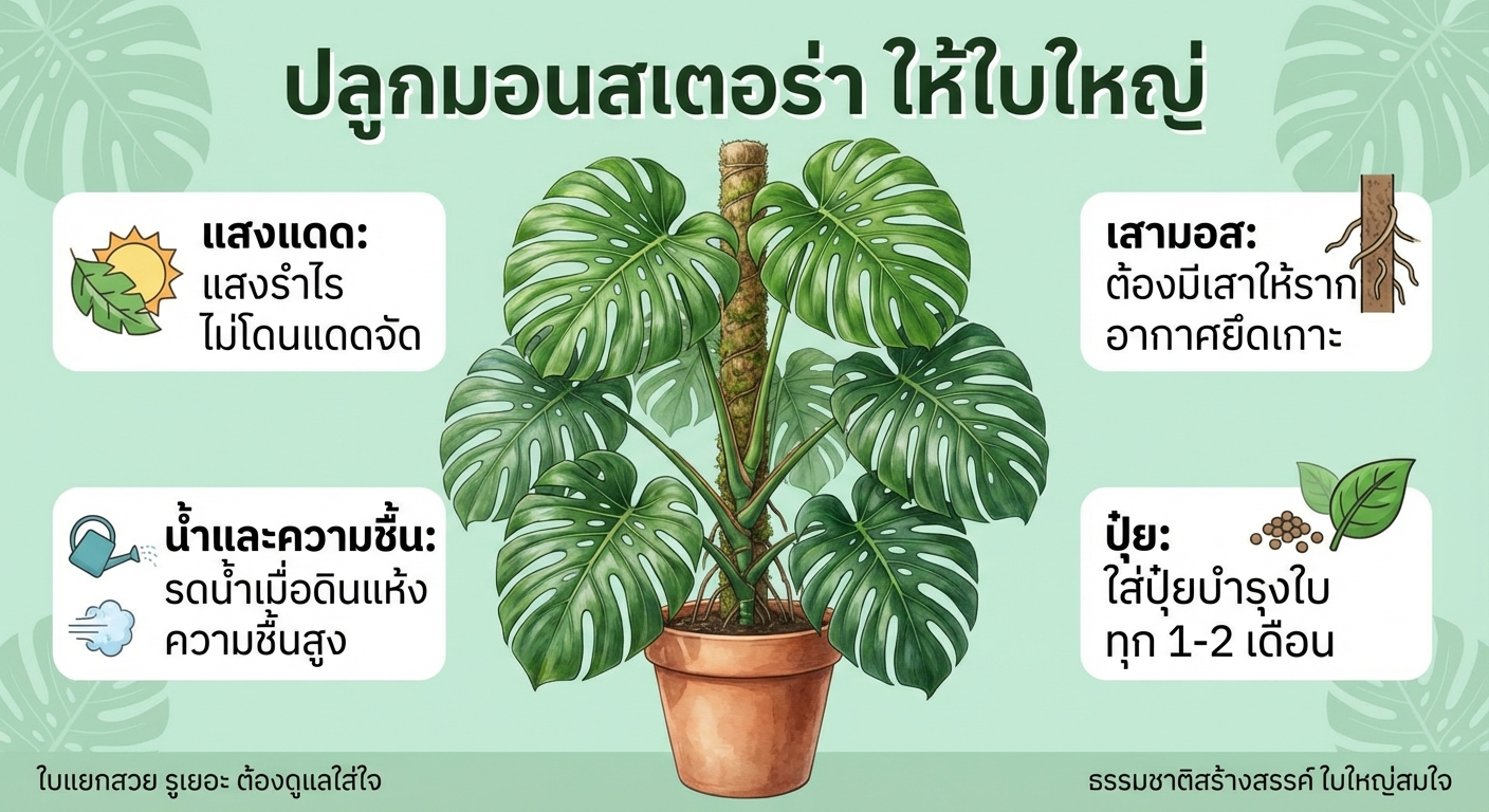 ปลูกมอนสเตอร่าให้ใบใหญ่