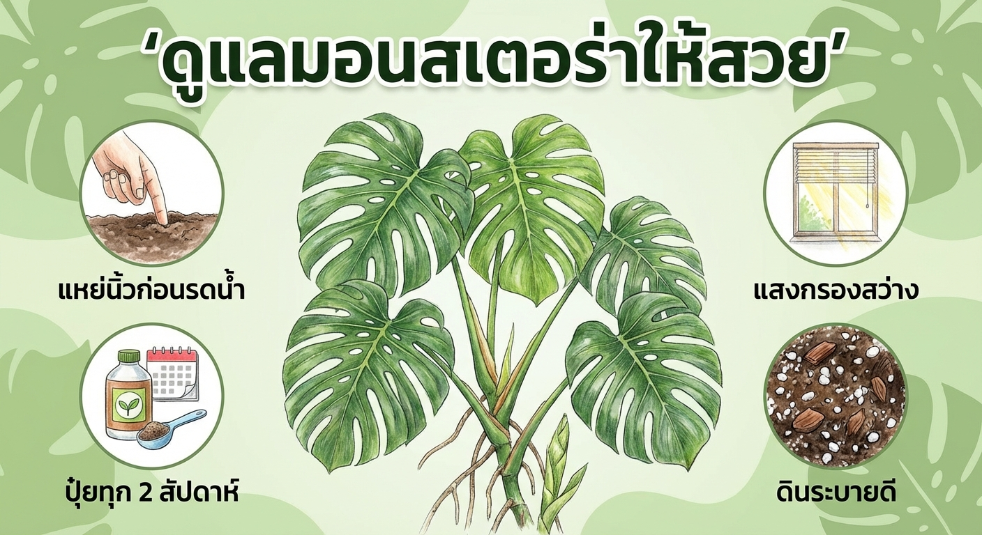 วิธีดูแลมอนสเตอร่าให้ใบเขียวสวย