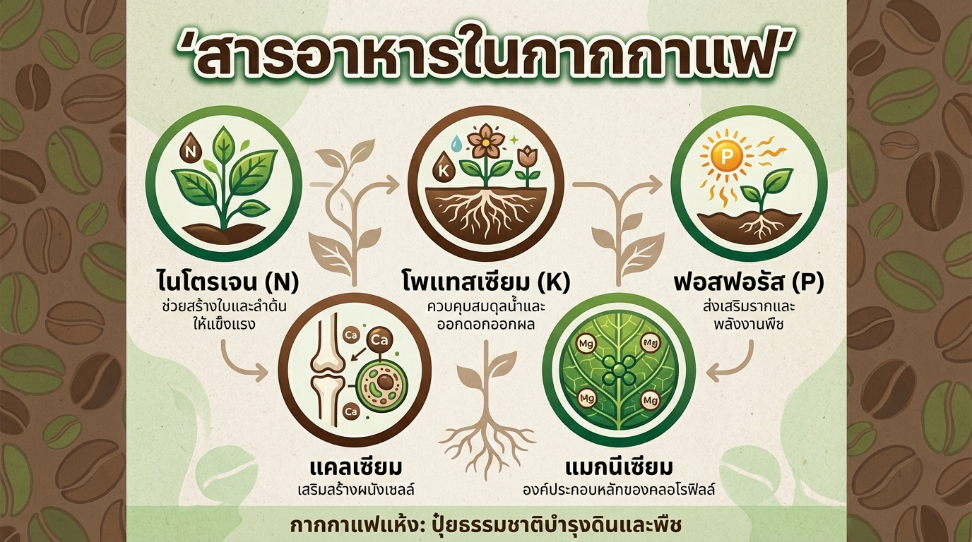 สารอาหารในกากกาแฟสำหรับต้นไม้