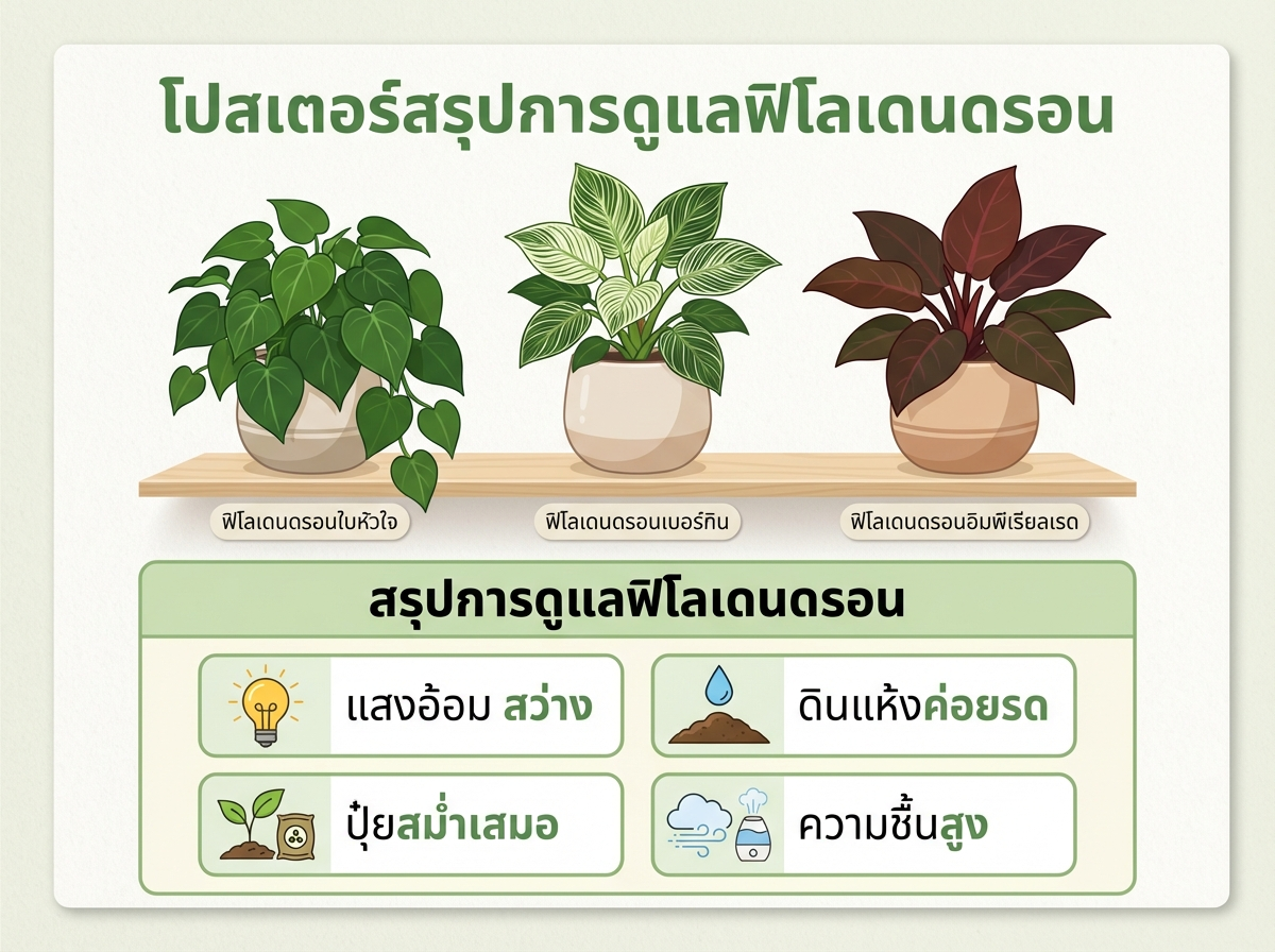 สรุปการดูแลฟิโลเดนดรอน