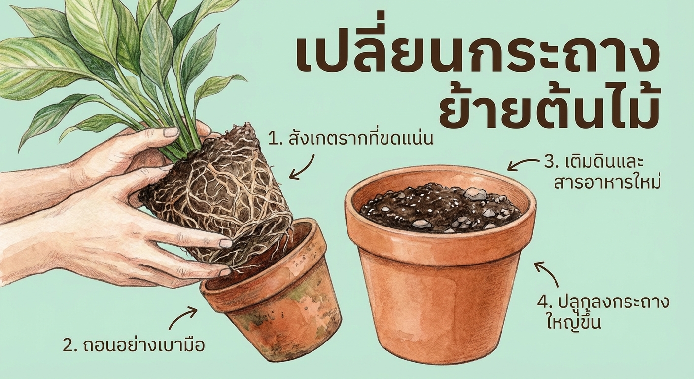 เปลี่ยนกระถาง ย้ายต้นไม้