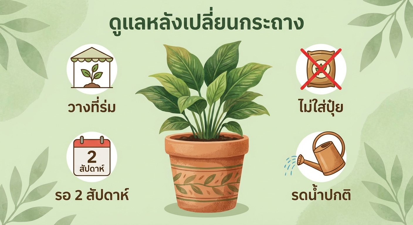 หลังเปลี่ยนกระถาง ดูแลยังไง