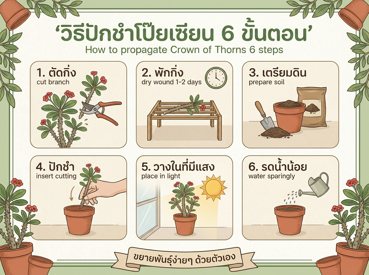 วิธีปักชำโป๊ยเซียน 6 ขั้นตอน